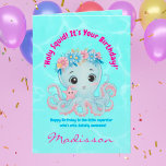 Tarjeta Cute Ocean Floral Octopus Girly Kids Birday Card<br><div class="desc">Sumergirse en un mar de dulzura con esta adorable tarjeta de cumpleaños. Con un pulpo encantador adornado con delicados acentos florales, tonos pastel y detalles caprichosos del océano, esta tarjeta es perfecta para celebrar a la niña en su vida. 🌸 🐙 Con su estilo jovial y su temática lúdica, esta...</div>