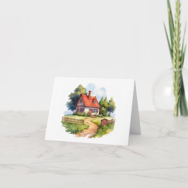 Tarjeta Cute Old Farm House Country Scene BLANK (Anverso)