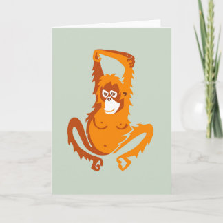 Tarjeta Cute ORANGUTAN - Dibujo animal en peligro de extin