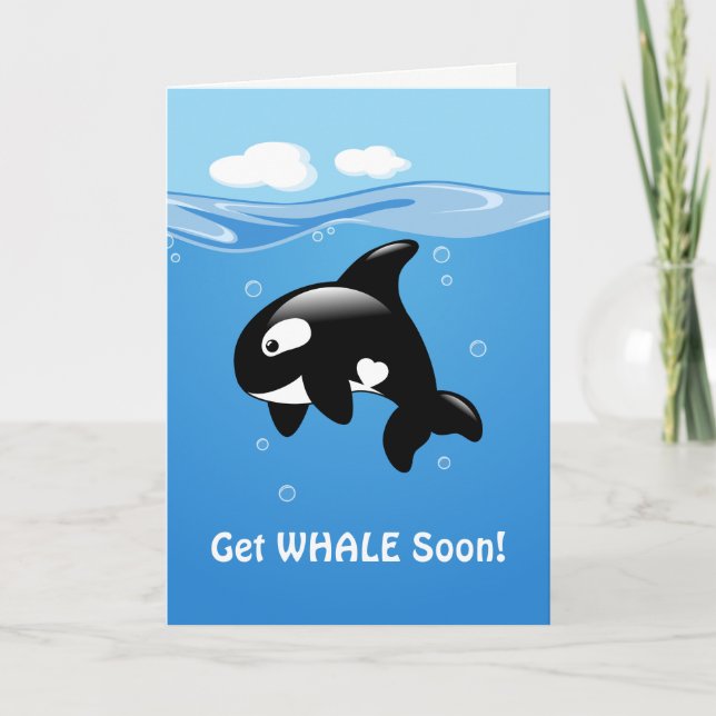 Tarjeta Cute Orca Get WHALE (Bueno) Pronto (Anverso)