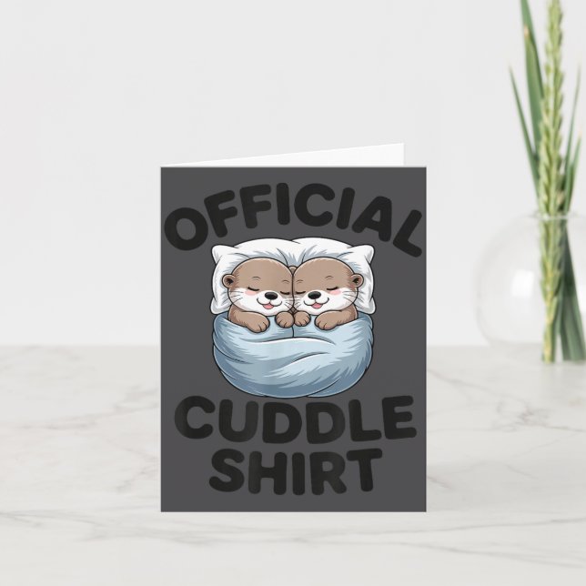 Tarjeta Cute Otter Couple Cozy Cuddle  (Anverso)