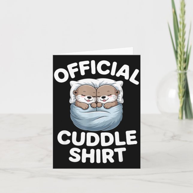Tarjeta Cute Otter Couple Cozy Cuddle  (Anverso)
