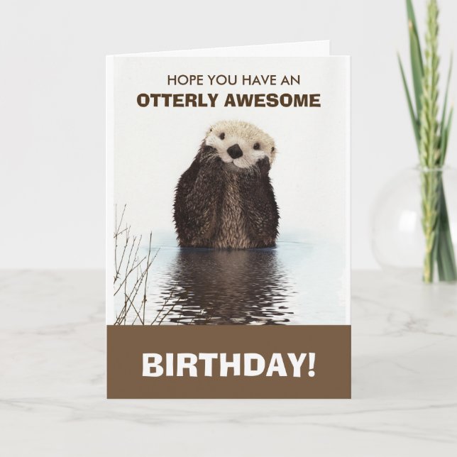 Tarjeta Cute Otter Wildlife Image Happy Birday (Anverso)