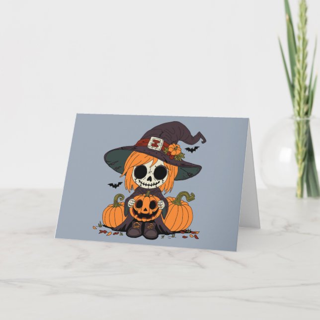 Tarjeta Cute Otumn Witch (Anverso)