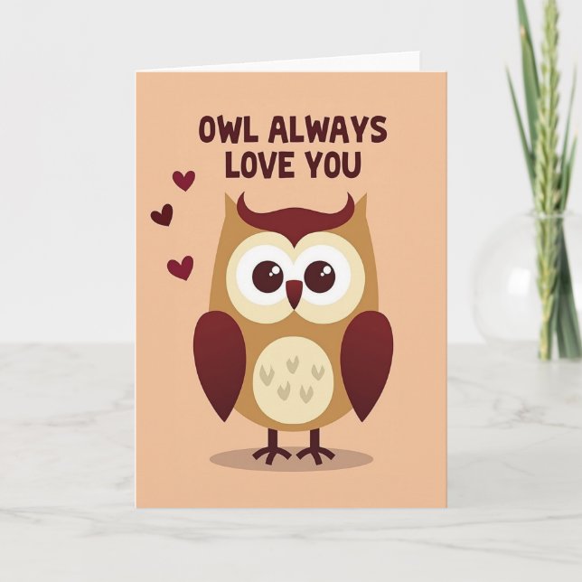 Tarjeta Cute Owl Always Love You Card (Anverso)