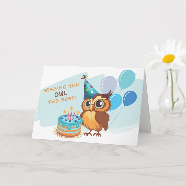 Tarjeta Cute Owl Birthday (Planta pequeña)