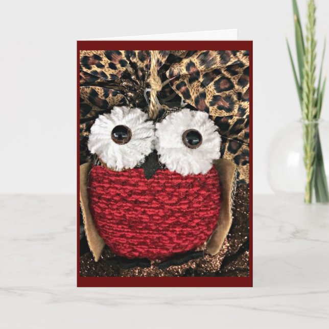 TARJETA CUTE OWL DICE **MEROSOS NAVIDAD PARA TI** (Anverso)