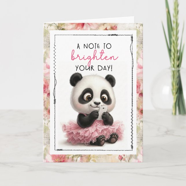 Tarjeta Cute Panda A Note To Brighten Your Day (Anverso)