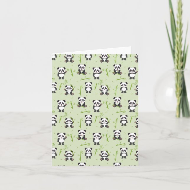 Tarjeta Cute Panda Bear Bamboo Kawaii Animals Pattern (Anverso)