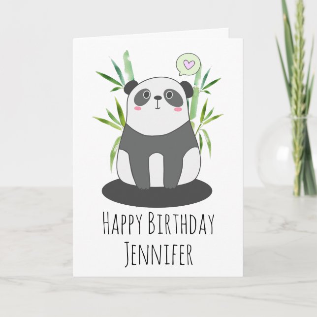 Tarjeta Cute Panda Blanco y Negro en el cumpleaños de Bamb (Anverso)