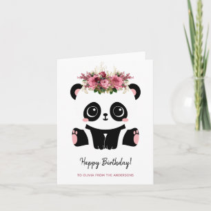 Tarjeta Cute panda chica Feliz cumpleaños