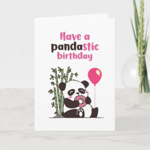 Tarjeta Cute Panda comiendo Donut Pandastic Funny Cumpleañ