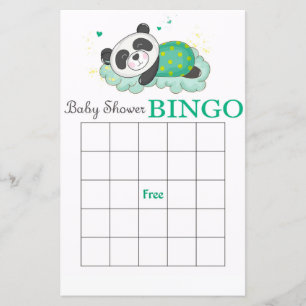 Tarjeta Cute Panda de bingo de ducha para bebés