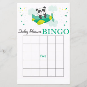 Tarjeta Cute Panda de bingo de ducha para bebés