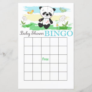 Tarjeta Cute Panda de bingo de ducha para bebés