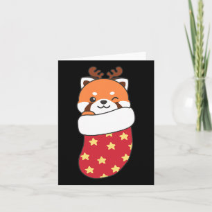 Tarjeta Cute Pandas Rojos En Las Bolsas De Navidades Para