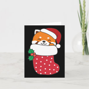 Tarjeta Cute Pandas Rojos En Las Bolsas De Navidades Para