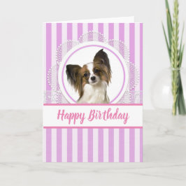 Tarjeta Cute Papillon Dog Birthday Card / Blanc Inside