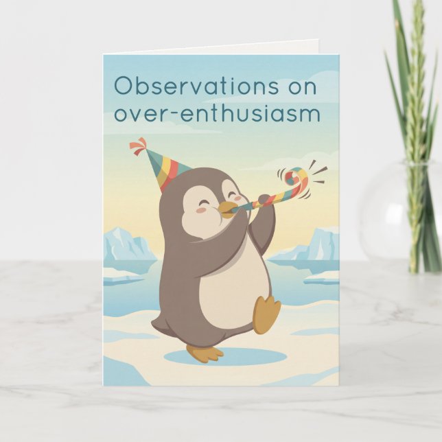 Tarjeta Cute Party Penguin | Dry Humour Custom Birthday (Anverso)