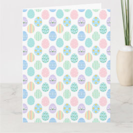 Tarjeta Cute Pastel Easter Eggs Pattern 