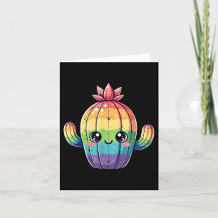 Tarjeta Cute Pastel Rainbow Kawaii Cactus