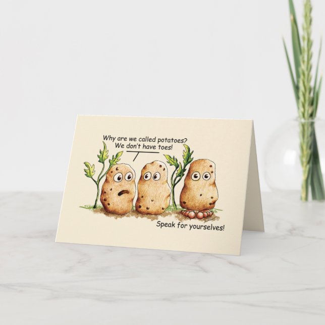 Tarjeta Cute patata tiene dedos para el culo Divertido bol (Anverso)