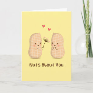 Tarjeta Cute Peanuts Nuts About You Pun Amor Humor