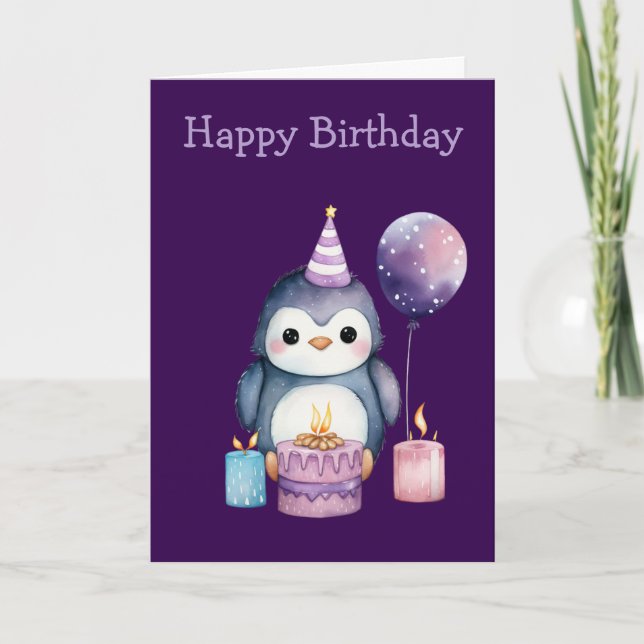 Tarjeta Cute Penguin Birthday (Anverso)