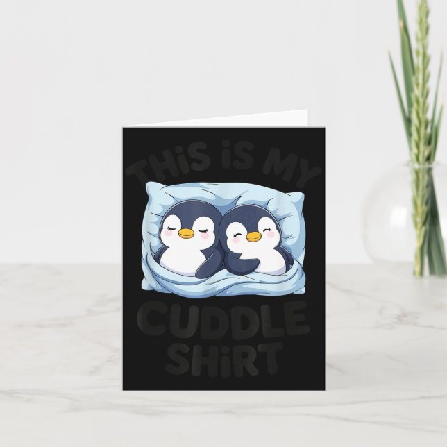 Tarjeta Cute Penguin Cuddle Cozy Sleep Matching Couple  (Anverso)