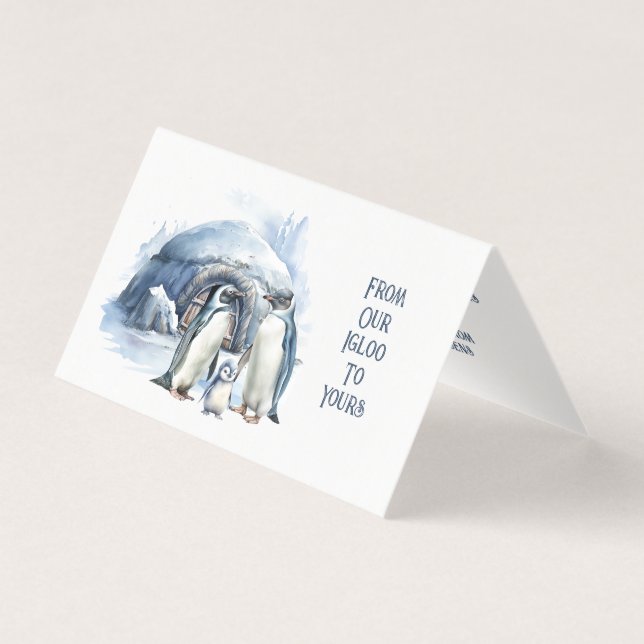 Tarjeta Cute Penguin Family Warm Hearts Christmas Card (Anverso)