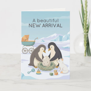 Tarjeta Cute Penguin Nuevo Bebé Hermoso Nuevo Bebé