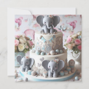 TARJETA CUTE PEQUEÑOS ELEFANTES TEMÁTICOS NIÑOS CUMPLEAÑOS