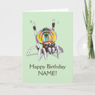 Tarjeta Cute Personalizado Peacock Spider Happy Birday Car