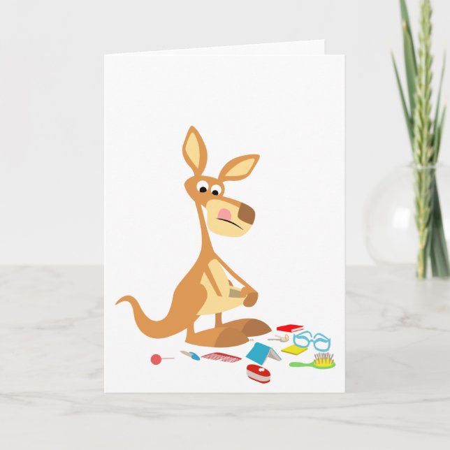 Tarjeta Cute Personalizado Rummaging Kangaroo Greeting Car (Anverso)
