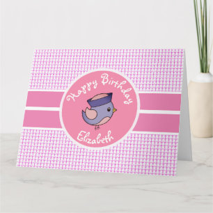 Tarjeta Cute Personalized Girls Nautical Happy Birthday