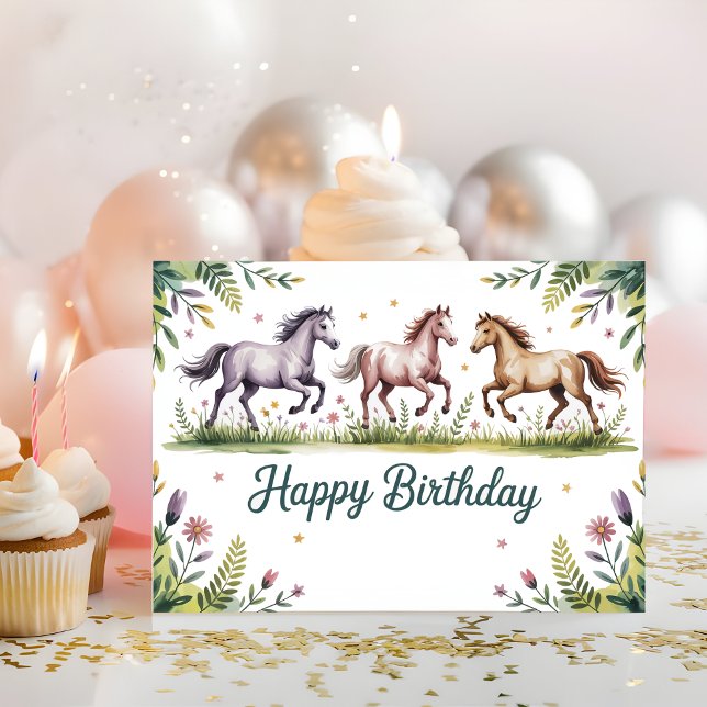 Tarjeta Cute Personalized Watercolor Horse Birthday (Subido por el creador)