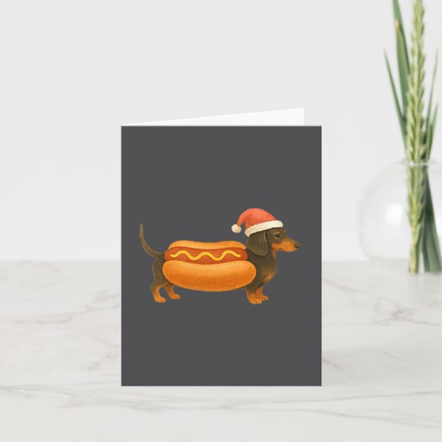 Tarjeta Cute Petite Christmas Funny Hot Dog Dachshund  (Anverso)