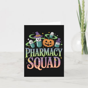 Tarjeta Cute Pharmacy Squad Halloween Pañolas de calabaza
