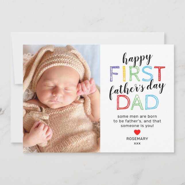 Tarjeta Cute Photo Happy First Father's Day (Anverso)