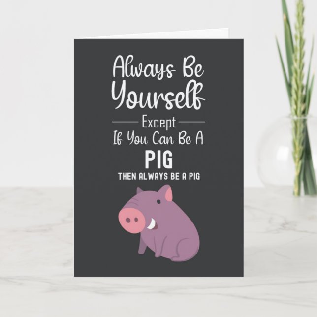 Tarjeta Cute Pig Cards Funny Humor Humorous Animal Farm (Anverso)