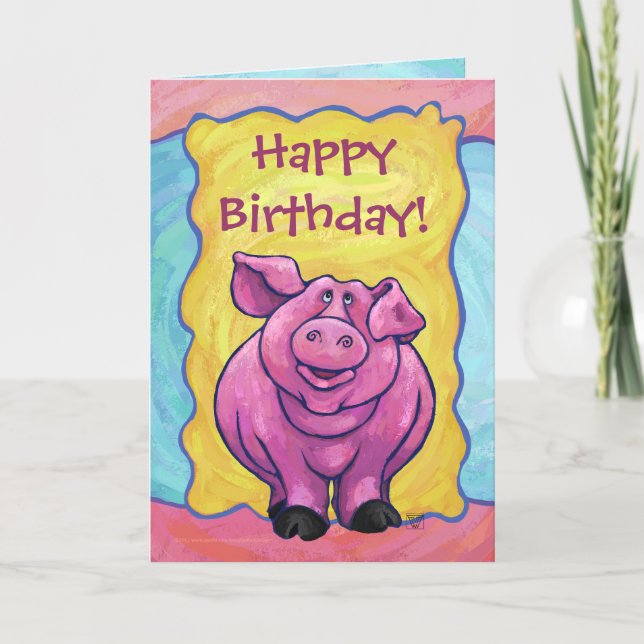 Tarjeta Cute Pig Happy Birday (Anverso)