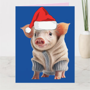 TARJETA CUTE PIG NAVIDADES GREETING CARD