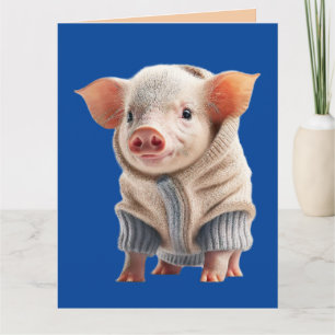 TARJETA CUTE PIG SWEATER AUTUMN GREETING