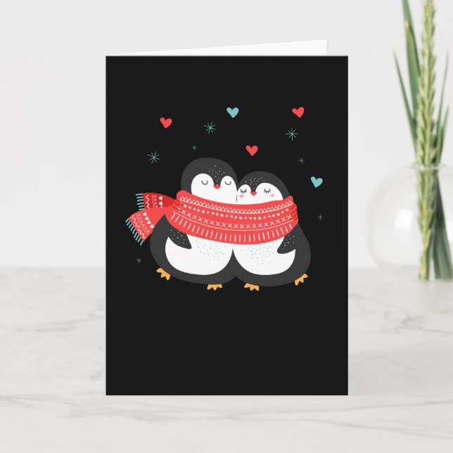 Tarjeta Cute pingüino Navidades  de invierno (Anverso)