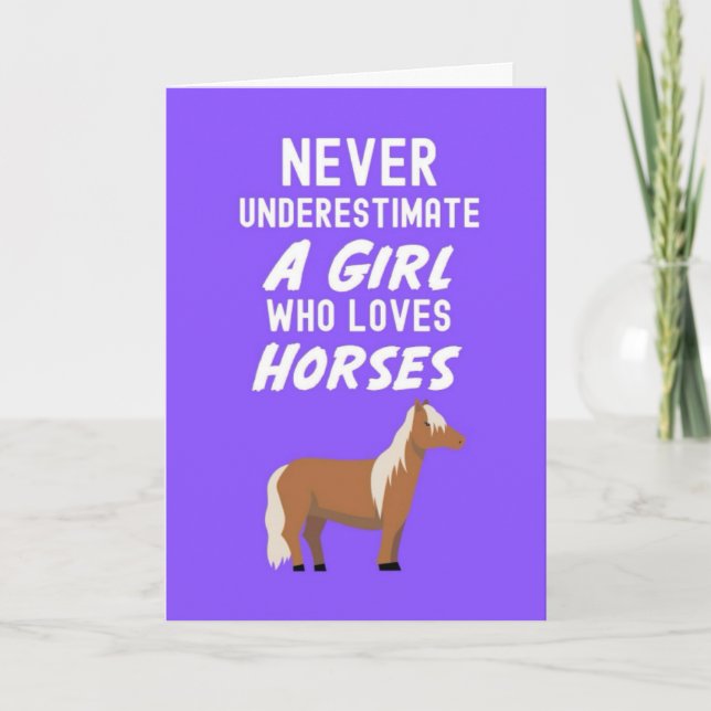 Tarjeta Cute Pink Horse Cards For Baby Girls Kids Lover (Anverso)