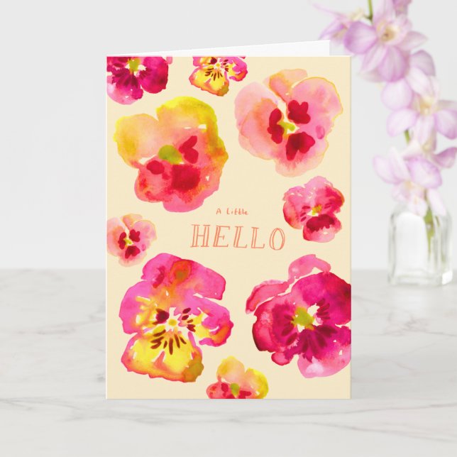 Tarjeta Cute Pink Pansy Bright Floral  (Orquídea)