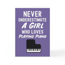 Cute Pink Pianist Cards For Girls Kid Piano Player