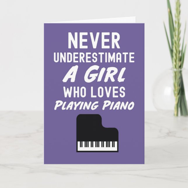Tarjeta Cute Pink Pianist Cards For Girls Kid Piano Player (Anverso)