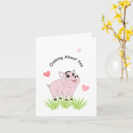Tarjeta Cute pink pig for Valentine