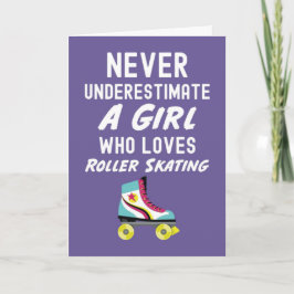 Tarjeta Cute Pink Roller Skater Cards For Baby Girls Kids